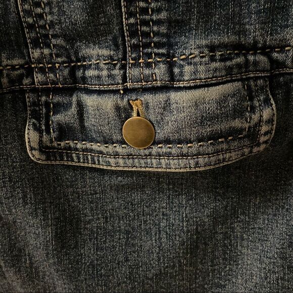 Company Ellen Tracy~Banded Collar Denim Jacket~ Button Front ~ size Small - Picture 5 of 9